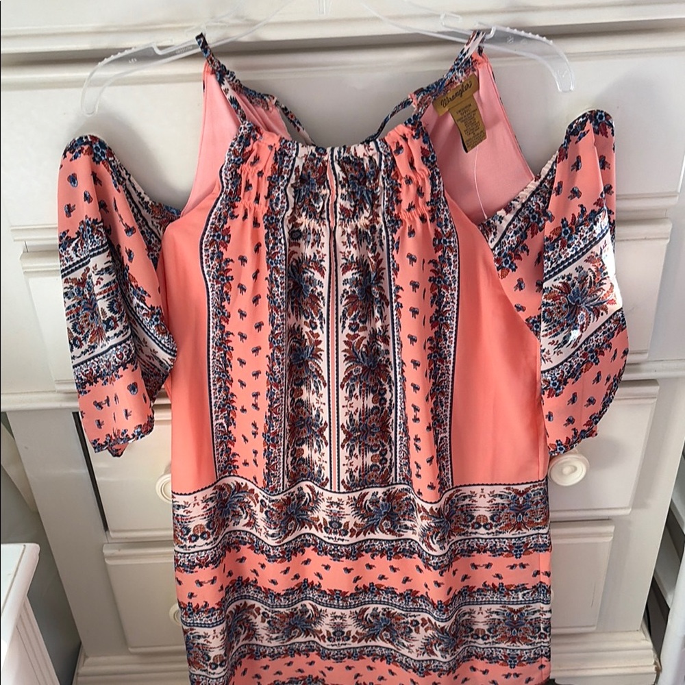 Wrangler Coral Paisley Cold-Shoulder Boho Dress size small - Picture 1 of 2